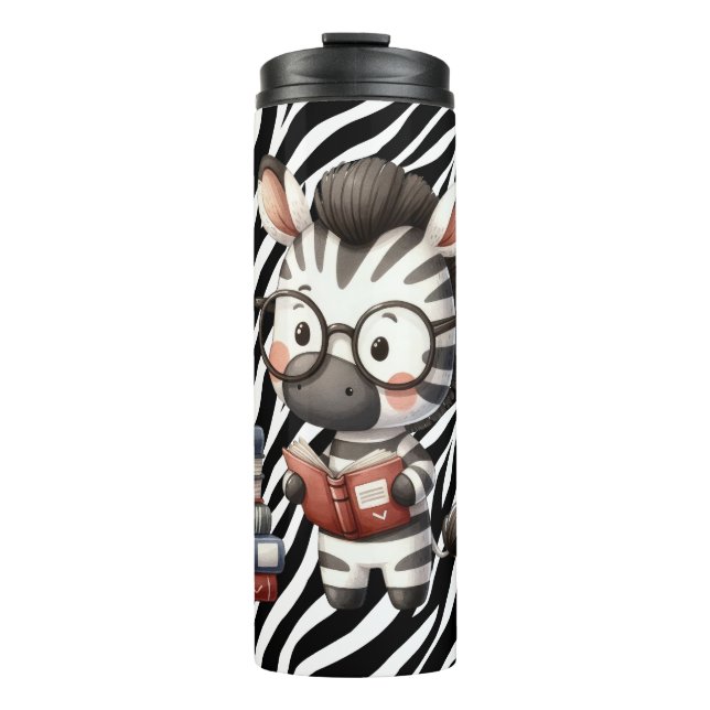 Garrafa Térmica Livros de Leitura da Zebra. (Frente)