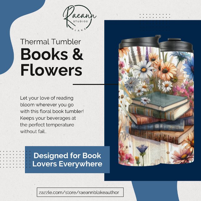 Garrafa Térmica Livros e Flores Térmicos Tumbler (Criador carregado)