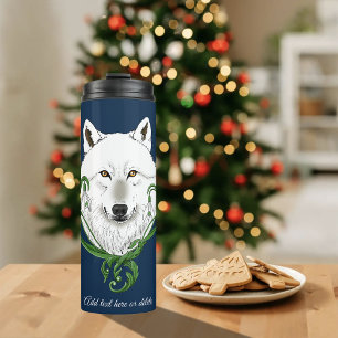Garrafa Térmica Lobo Ártico Branco Místico Flor-de-Neve Azul de In