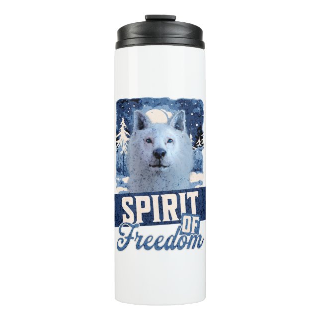 Garrafa Térmica Lobo Ártico Espírito de Liberdade Desenho de Vida  (Frente)