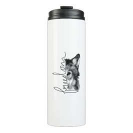 Garrafa Térmica Lobo da Liberdade Arte Minimalista em Linha -