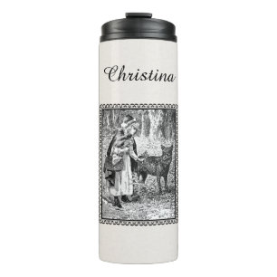 Garrafa Térmica Lobo de Cabelo Vermelho Negro