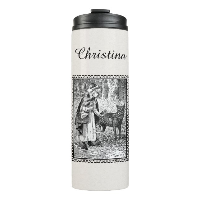 Garrafa Térmica Lobo de Cabelo Vermelho Negro (Frente)