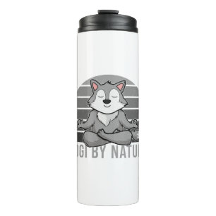 Garrafa Térmica Lobo giro engraçado fazendo yoga. poses engraçadas