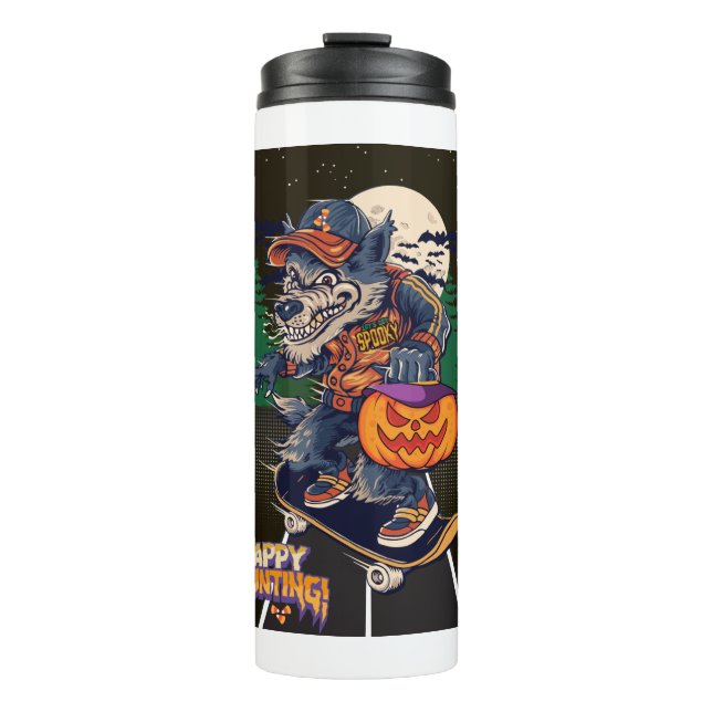 GARRAFA TÉRMICA  LOBO NO HALLOWEEN (Frente)