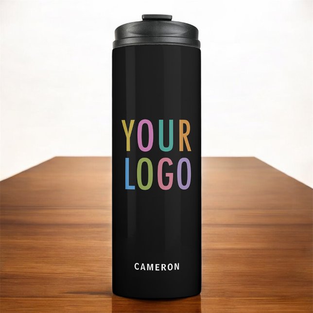 Garrafa Térmica Logotipo comercial do Tumbler Black Stainless Stee (MISOOK 12 oz Black Tumbler with Logo and Name)