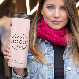 Garrafa Térmica Logotipo comercial | Mínimo Moderno Cor-de-rosa-cl