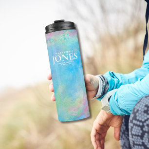 Garrafa Térmica Logotipo comercial moderno Turquioise cor-de-rosa