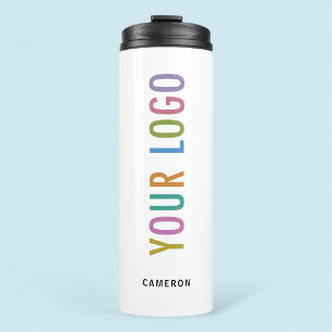 Garrafa Térmica Logotipo da empresa Tumbler de Aço Branco: 12 oz