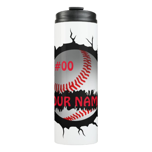 Garrafa Térmica Logotipo de Baseball, Nome Personalizado de Baseba (Frente)