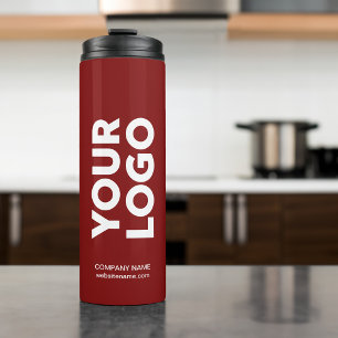Garrafa Térmica Logotipo e texto personalizados em vermelho escuro