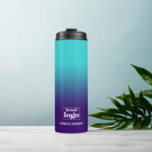 Garrafa Térmica Logotipo Elementar de Gradação de Aqua de Marinho