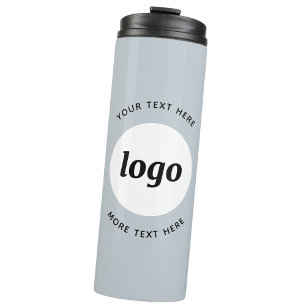 Garrafa Térmica Logotipo Simples Com Pó De Texto Azul Empresa