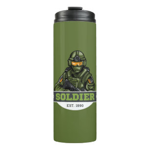 Garrafa Térmica Logotipo Tático de Soldado – Design de Emblema Mil