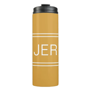 Garrafa Térmica Louça de viagem elegante com monograma amarelo e b