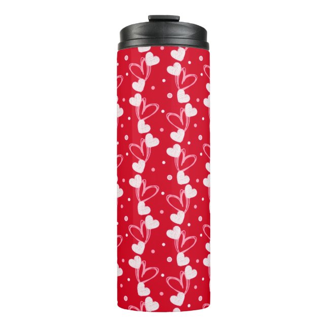 Garrafa Térmica Love Hearts Doddles, Red, Thermal Tumbler (Frente)