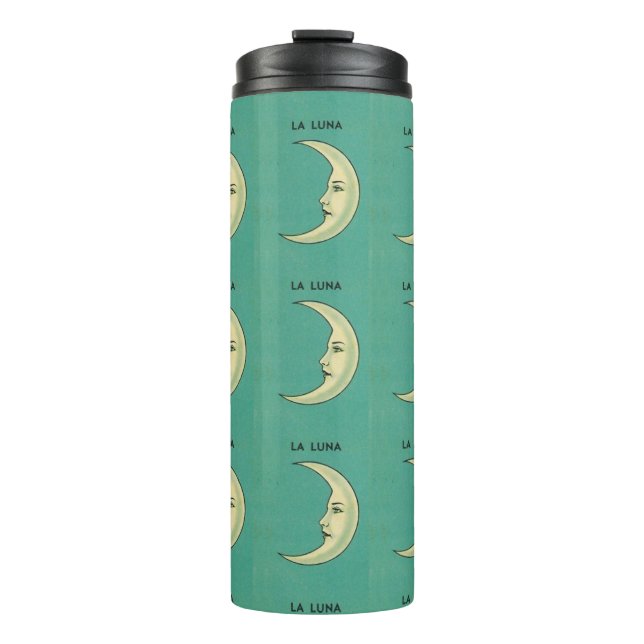 Garrafa Térmica Lua crescente vintage La Luna azul-petróleo e amar (Frente)