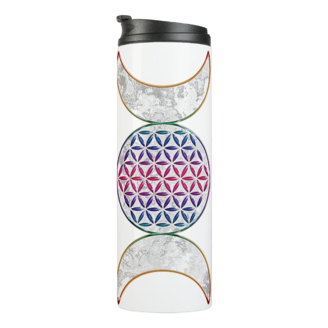 Garrafa Térmica Lua Tripla Mágica - Flor Espirituosa Da Vida 2 (Rotação à direita)