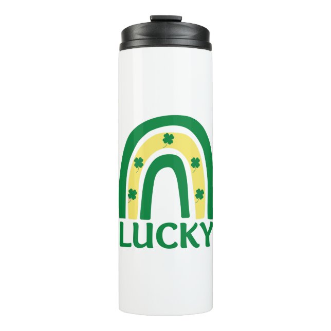 Garrafa Térmica Lucky Shamrock Rainbow St Patricks (Frente)