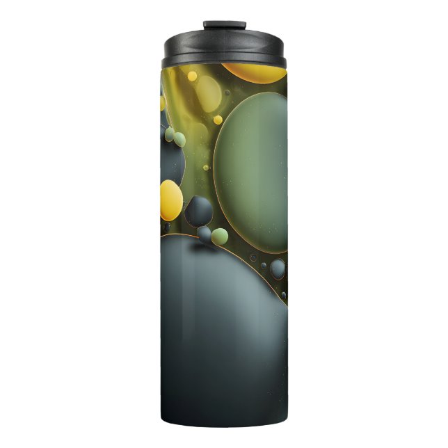 Garrafa Térmica Luminous Fluid Dynamics: Yellow and Green Abstract (Frente)