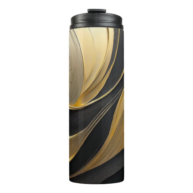 Garrafa Térmica Luxo Dourado e negro moderno (Frente)