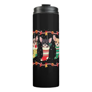 Garrafa Térmica Luzes de Natal Chihuahua Xmas Engraçado Amante de