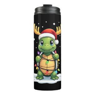 Garrafa Térmica Luzes de Natal do Papai Noel Tartaruga Marinha Xma