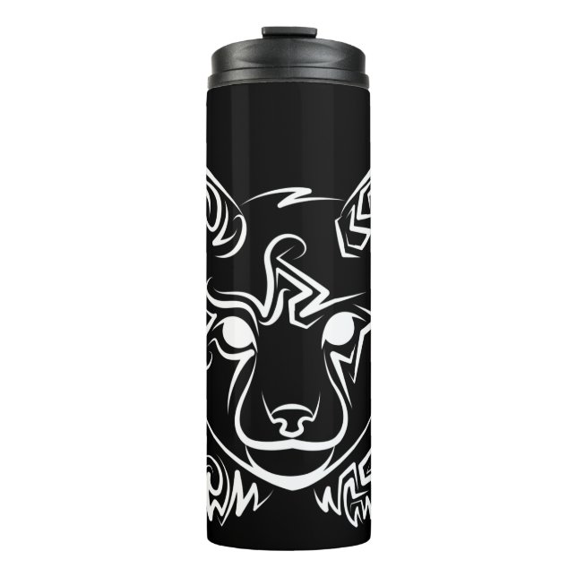 Garrafa Térmica Lynx Tribal Preto e Branco (Frente)