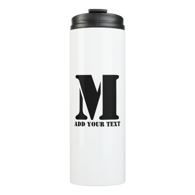 Garrafa Térmica M Monograma Simples Minimalista Personalizada  (Frente)