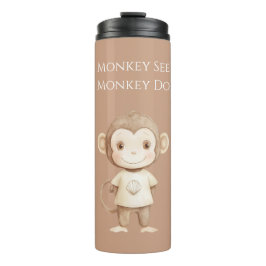Garrafa Térmica Macaco Marrom Creme Faça o Que Eu Faço