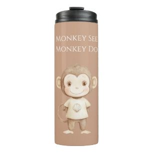 Garrafa Térmica Macaco Marrom Creme Faça o Que Eu Faço