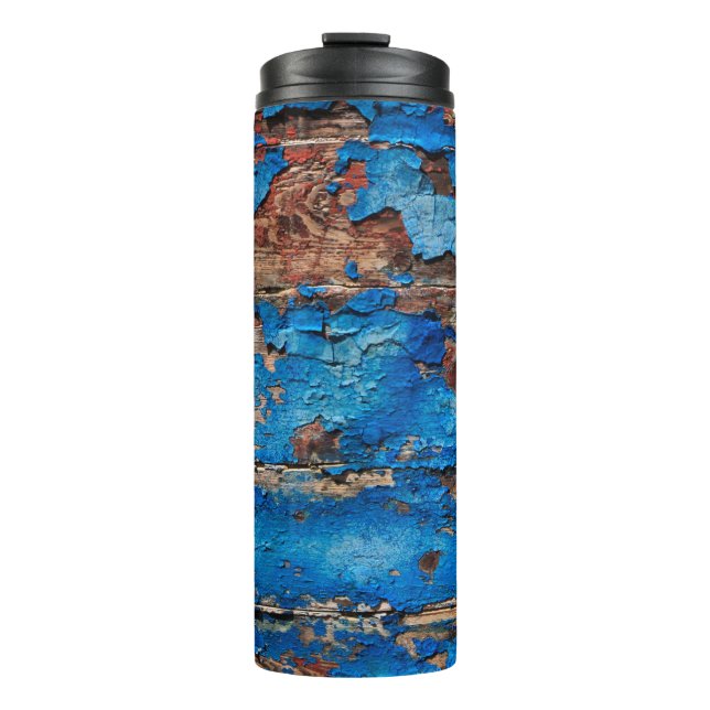 Garrafa Térmica Madeira azul de fundo de textura (Frente)
