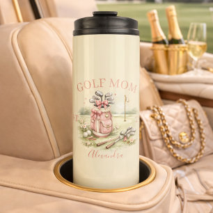 Garrafa Térmica Mãe de Golfe com Laço Rosa Personalizado