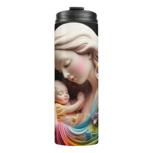 Garrafa Térmica Mãe linda e elegante Mary e Bebê Jesus