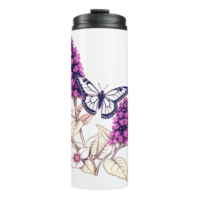 Garrafa Térmica Magenta Bush de Borboleta (Frente)