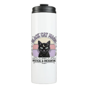 Garrafa Térmica Magia de Gato Preto Gato Preto Vintage Arte Vetori