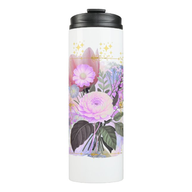 Garrafa Térmica Magical Floral Bouquet in Golden Frame (Frente)