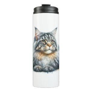 Garrafa Térmica Maine Coon Cat Love in Watercolor