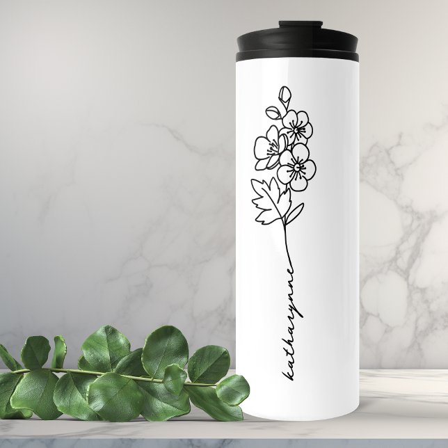 Garrafa Térmica Maio Nascimento Mês Aniversário Mês Flor Hawthorne (May Birth Month Birthday Month Flower Hawthorne Thermal Tumbler)