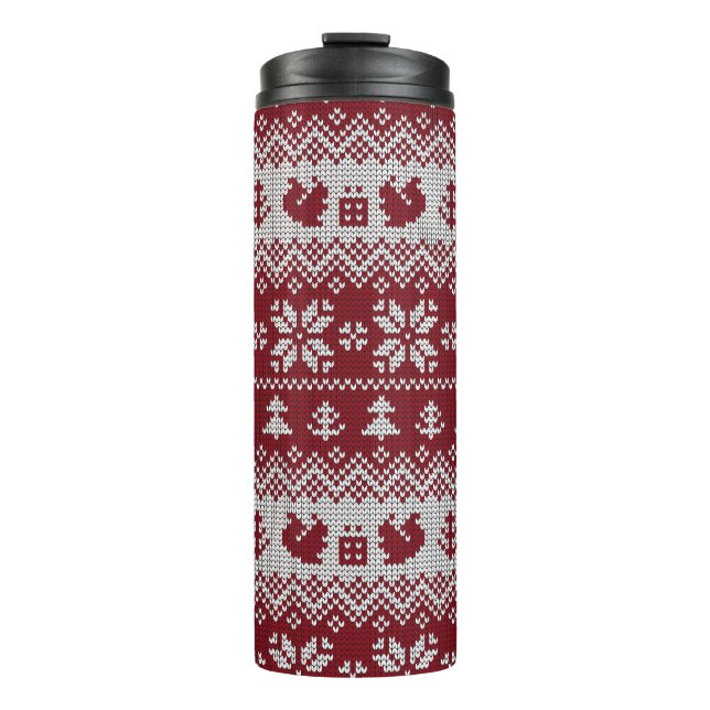 Garrafa Térmica Maldito, Natal, esquilos, padrão de colheita. (Frente)