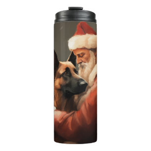 Garrafa Térmica Malinois Belga com Natal Festivo do Papai Noel