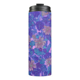Garrafa Térmica Mallow Bloom, Malva Flowers Púrpura Floral
