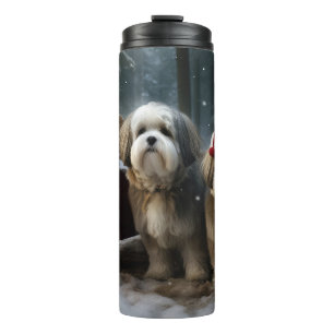 Garrafa Térmica Malti tzu Trenó Nevado Decoração de Natal