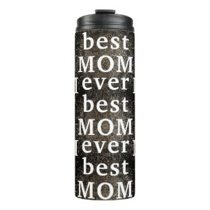 Garrafa Térmica MAMA Floral Dourada Preta Moderna melhor MÃE de