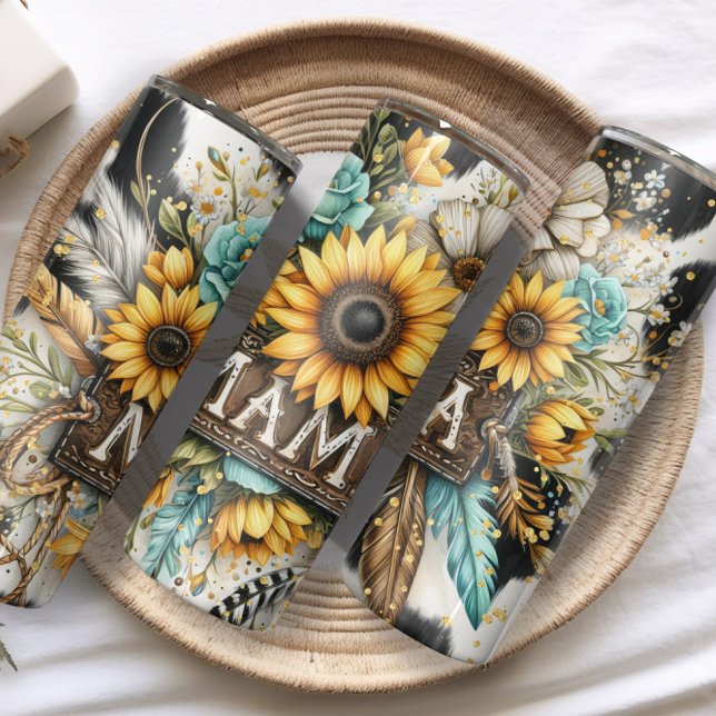 Garrafa Térmica Mama Sunflower impressão gliter (Criador carregado)