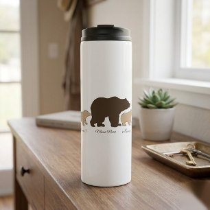 Garrafa Térmica Mama Urso Personalizada Com 2 Nomes de Filhos Pres