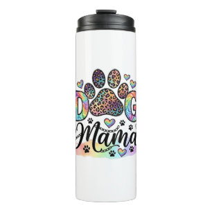 Garrafa Térmica Mamãe Cachorro Pata Leopardo Arco-íris Aquarela Co