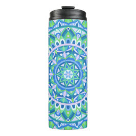 Garrafa Térmica Mandalá Azul Boho Viagem Calmante Espiritual Hygge