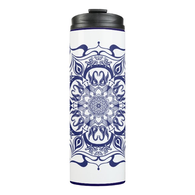 Garrafa Térmica Mandala da criatura azul e branca Tumbler térmico (Frente)