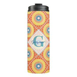 Garrafa Térmica Mandala Radiante de Verão Egeu Personalizado